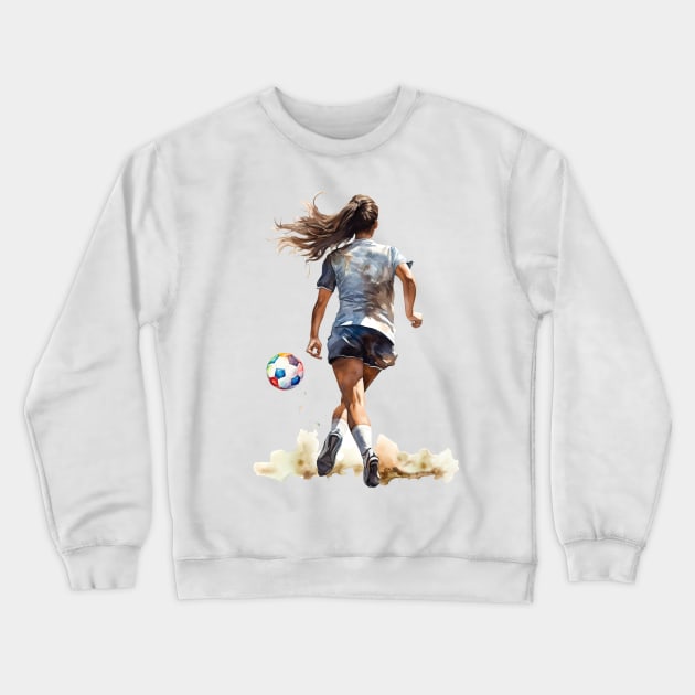 Girl Soccer Player Crewneck Sweatshirt by RosaliArt